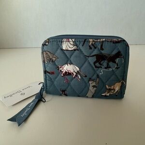 Vera Bradley Quilted Cat Print RFID Wallet - Teal